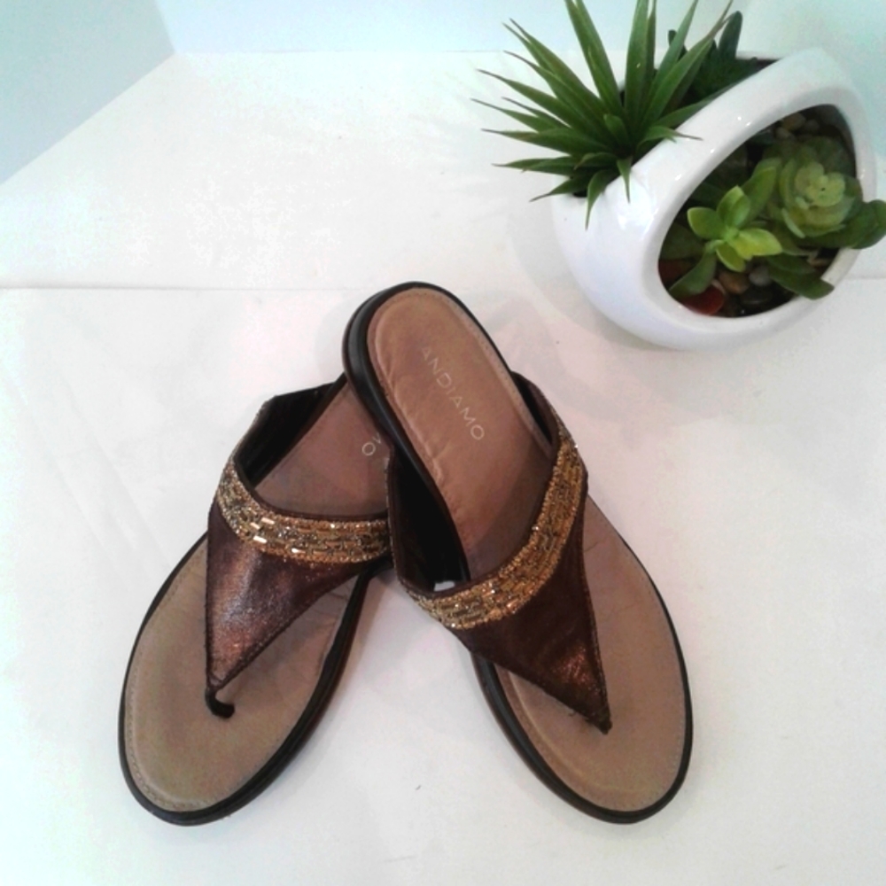 Andiamo shimmer brown sandals flip flops
